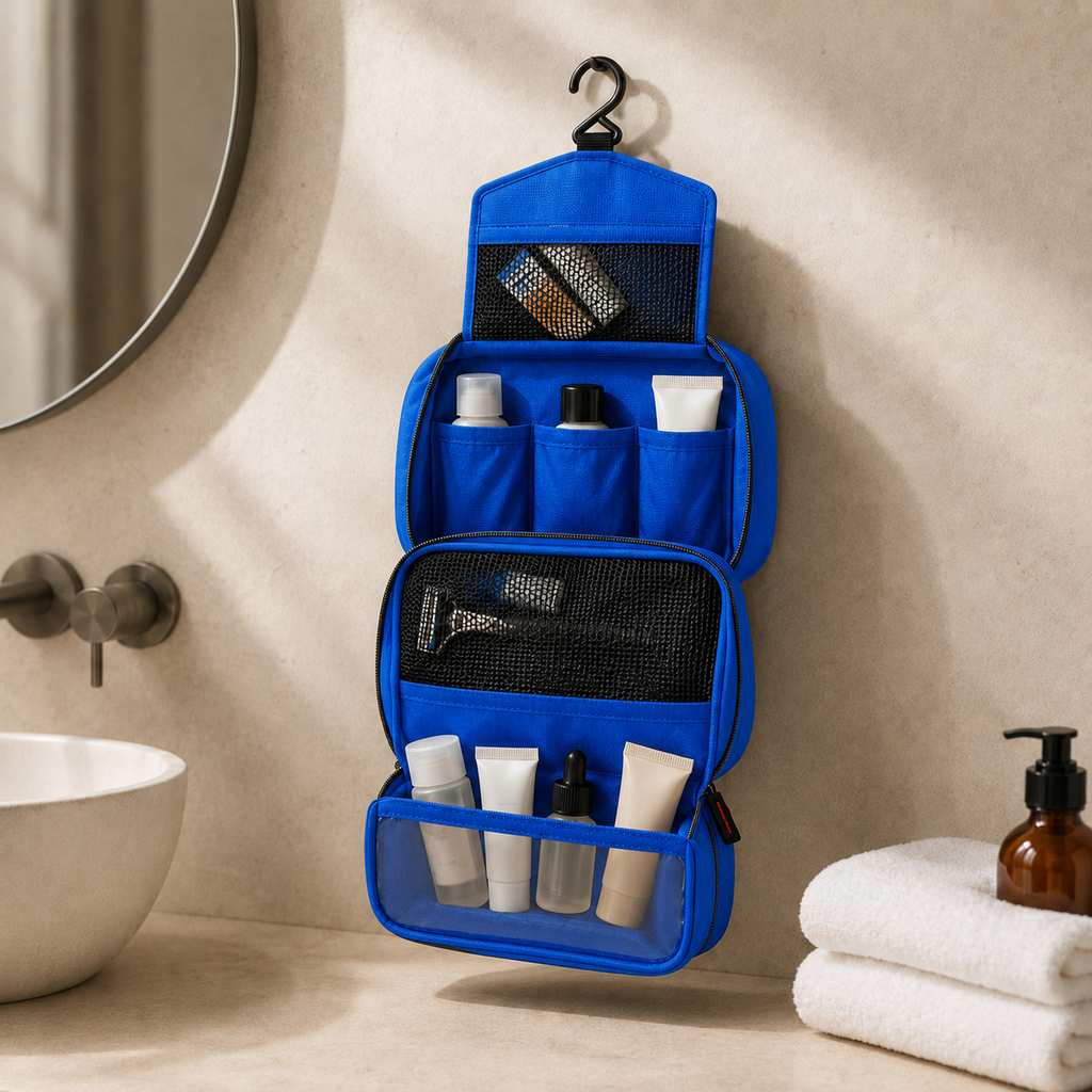 Trousse de toilette a suspendre homme - Compacte et Chic