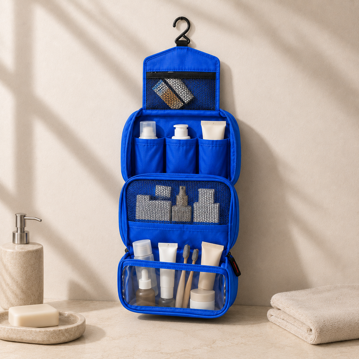 Trousse de toilette a suspendre homme - Compacte et Chic
