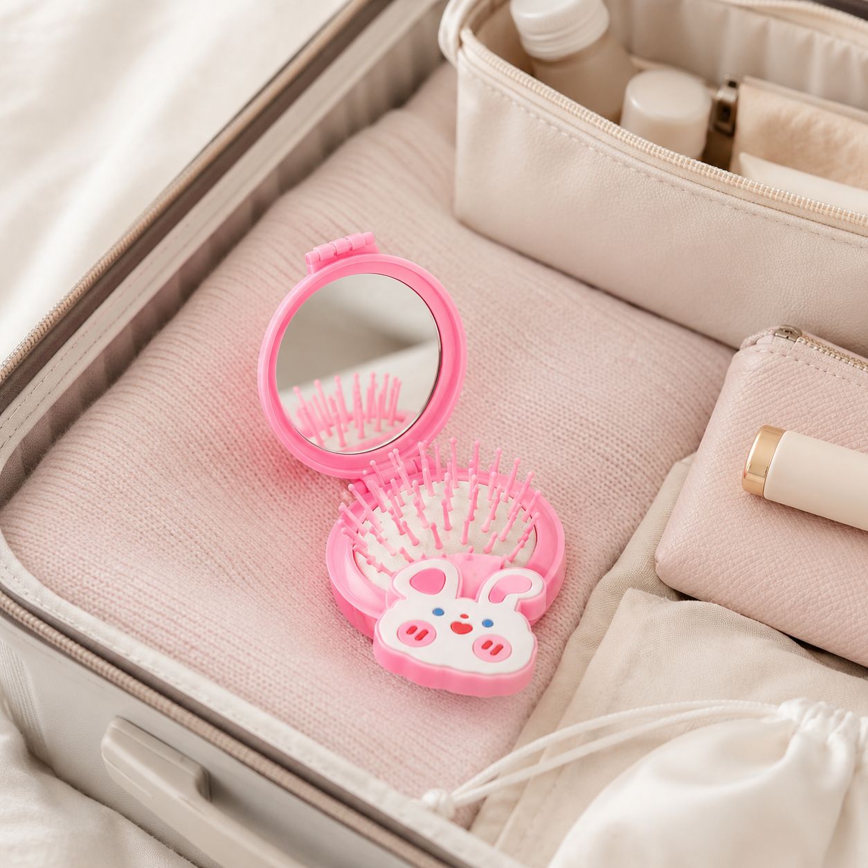 Miroir de Poche Pliable - Brosse & Design Kawaii