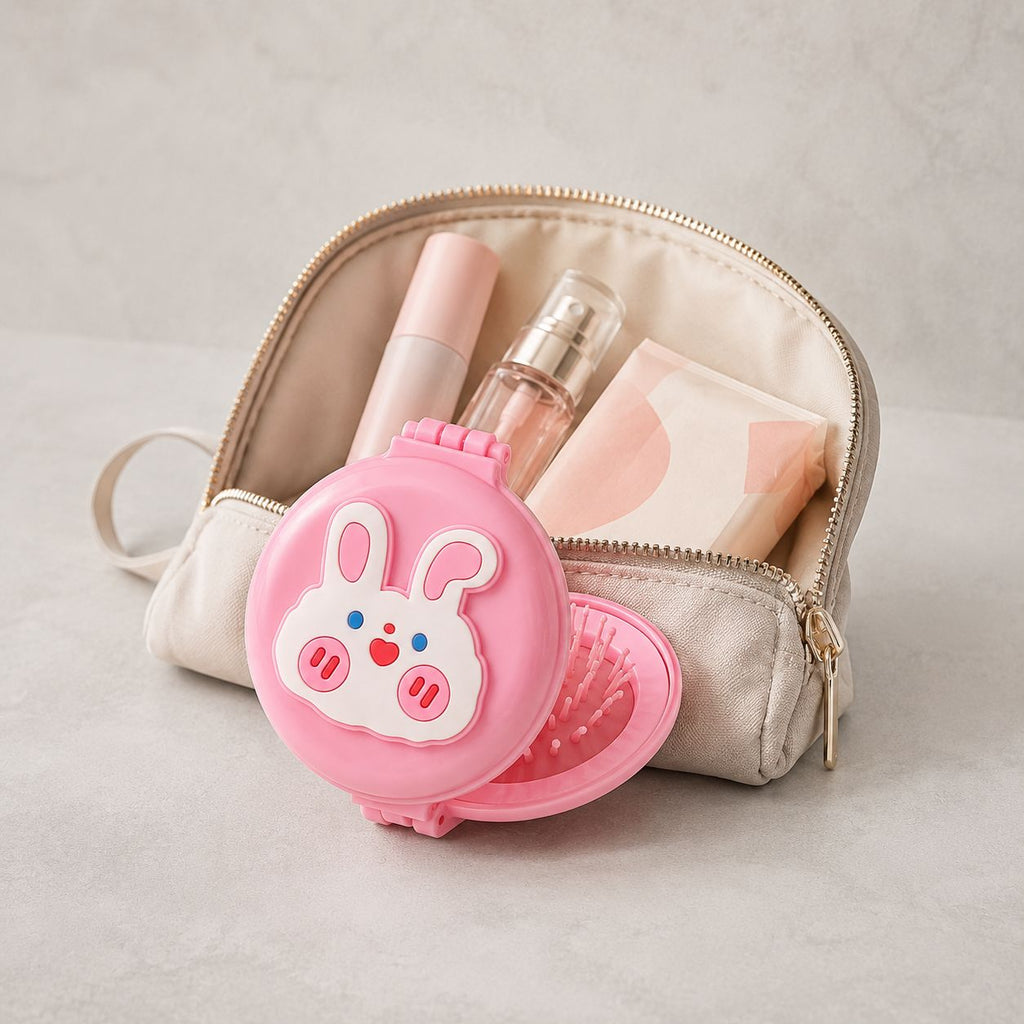 Miroir de Poche Pliable - Brosse & Design Kawaii