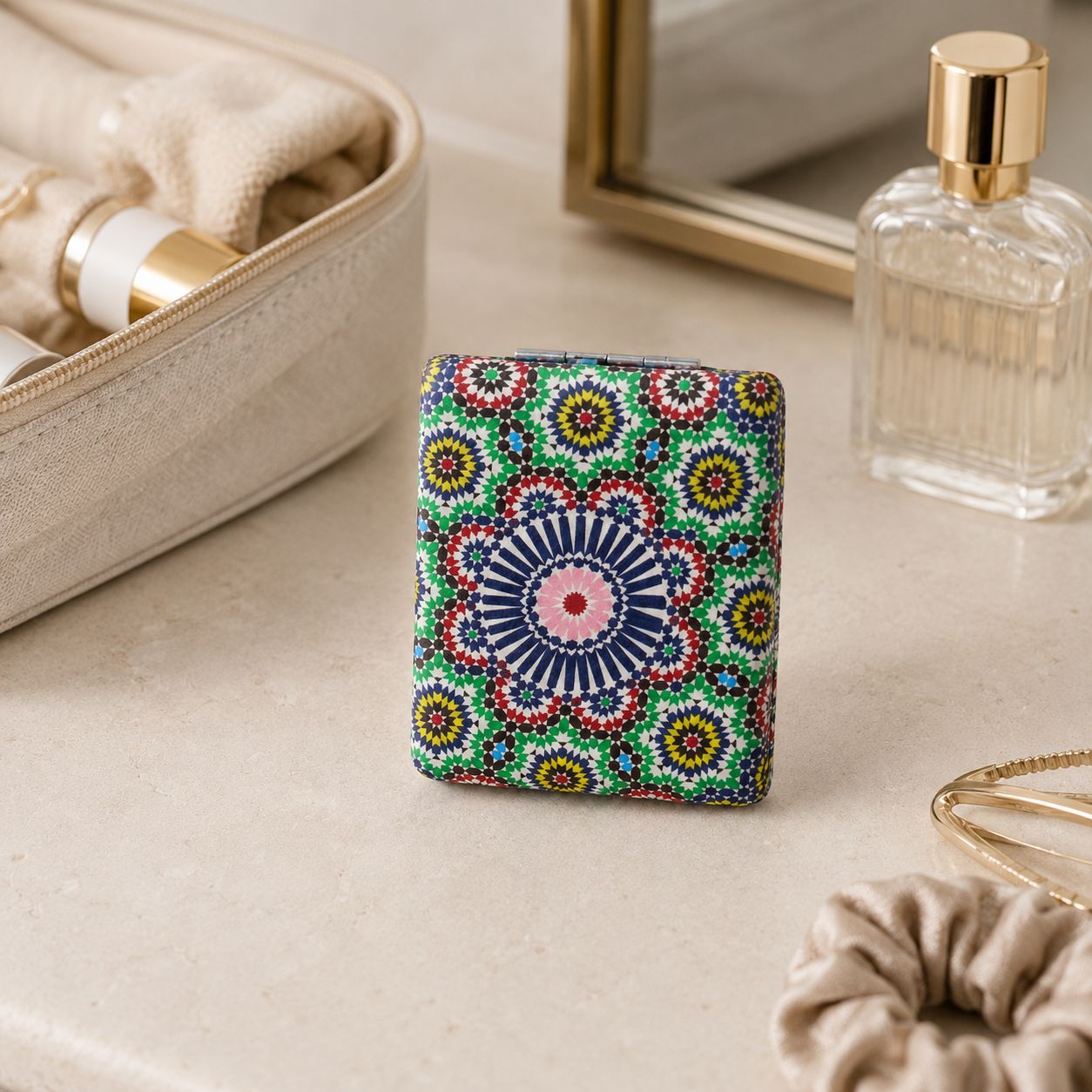 Miroir de poche bohème - Motif Ethnique Pliable Chic