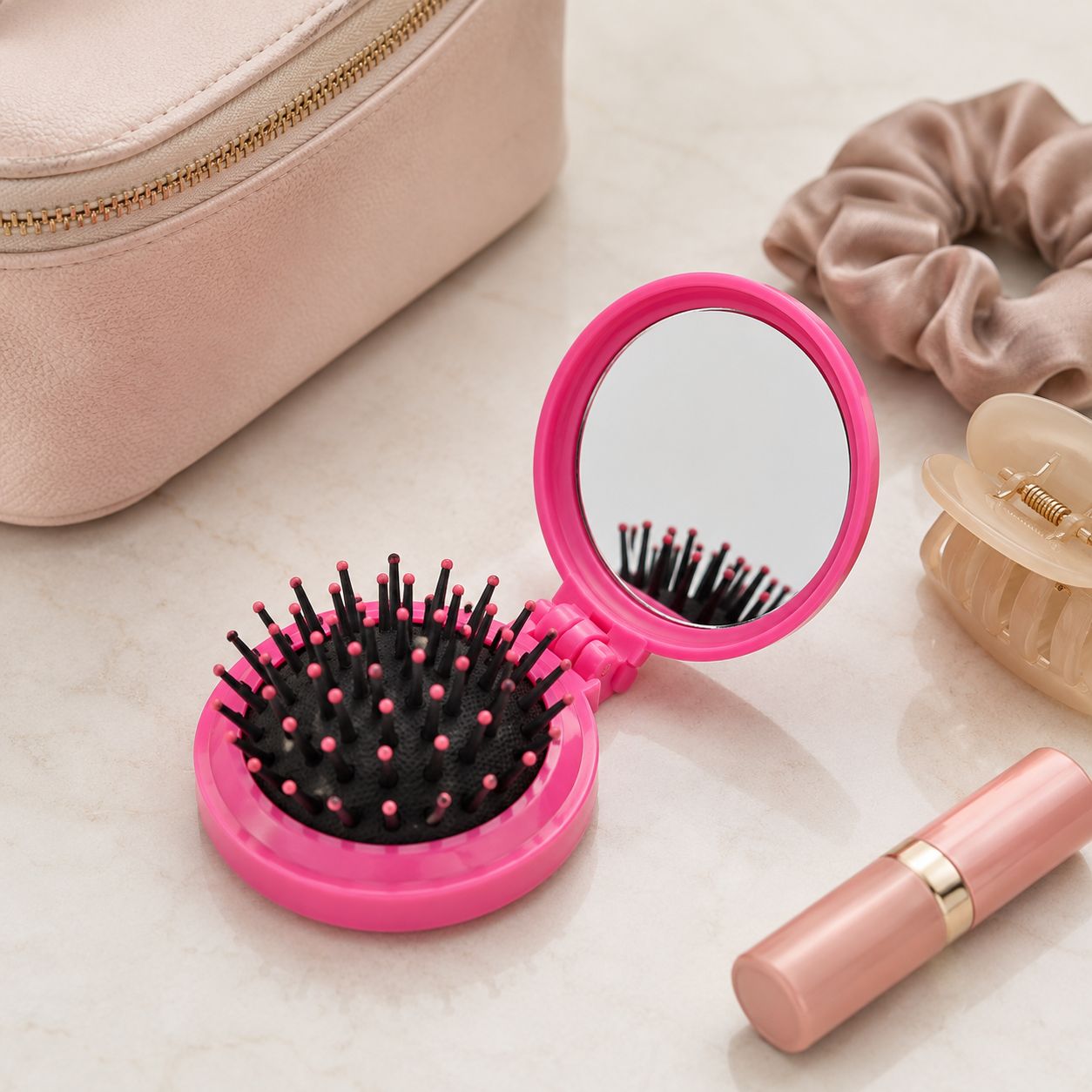Miroir de poche brosse - Duo Beauté Pratique