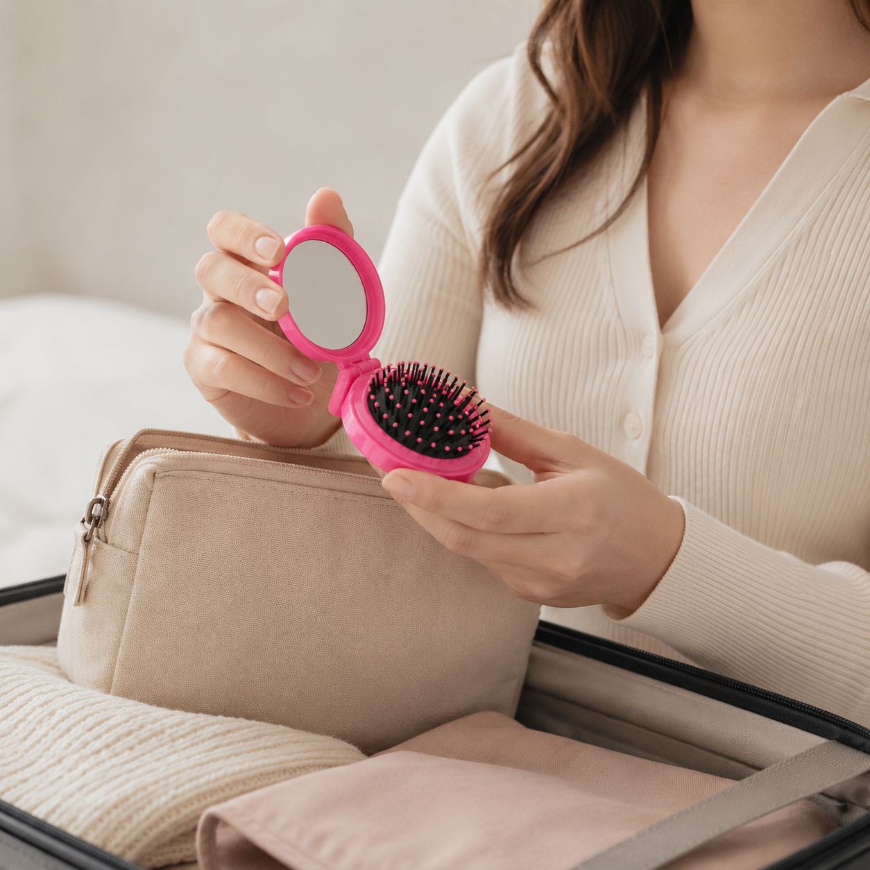 Miroir de poche brosse - Duo Beauté Pratique