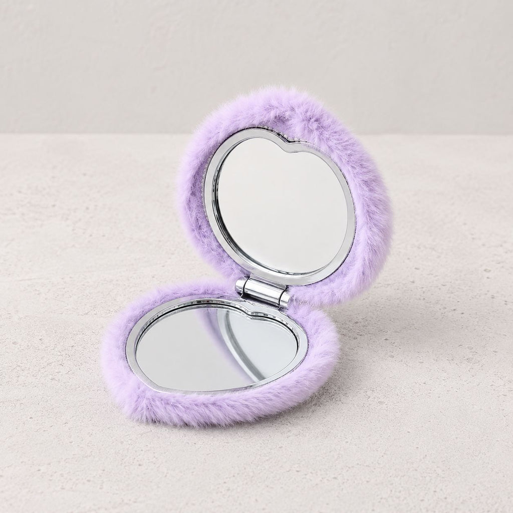 Miroir de poche cœur - Fourrure Double Face Voyage