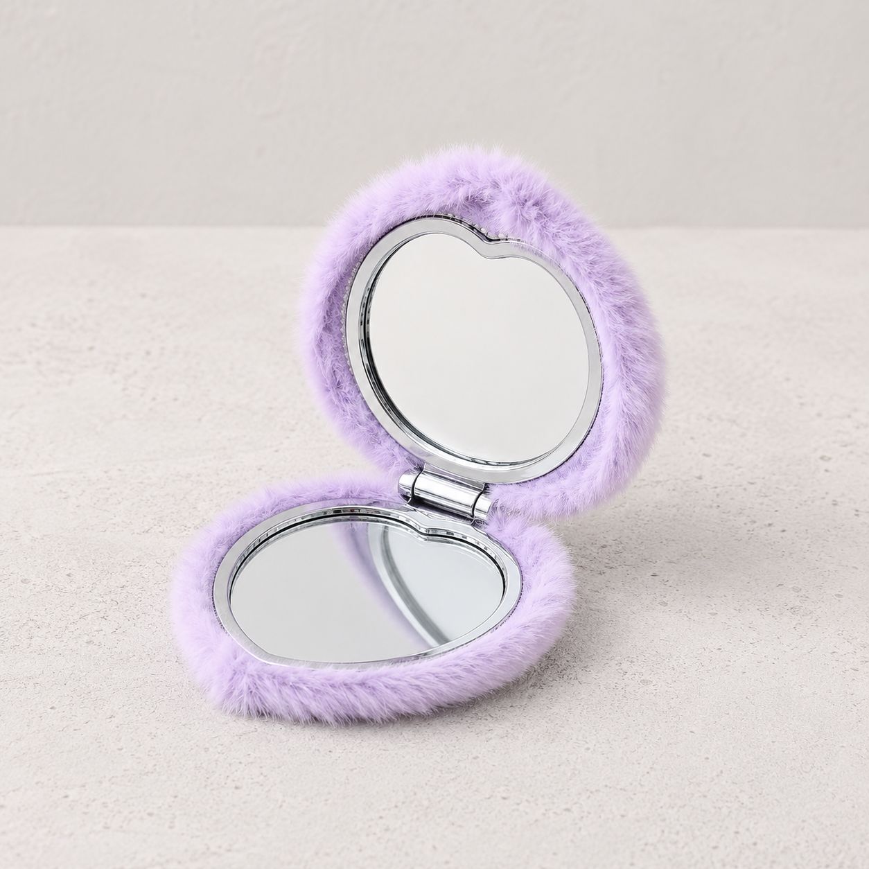 Miroir de poche cœur - Fourrure Double Face Voyage