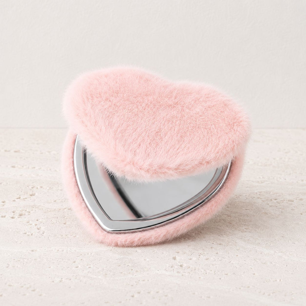Miroir de poche cœur - Fourrure Double Face Voyage