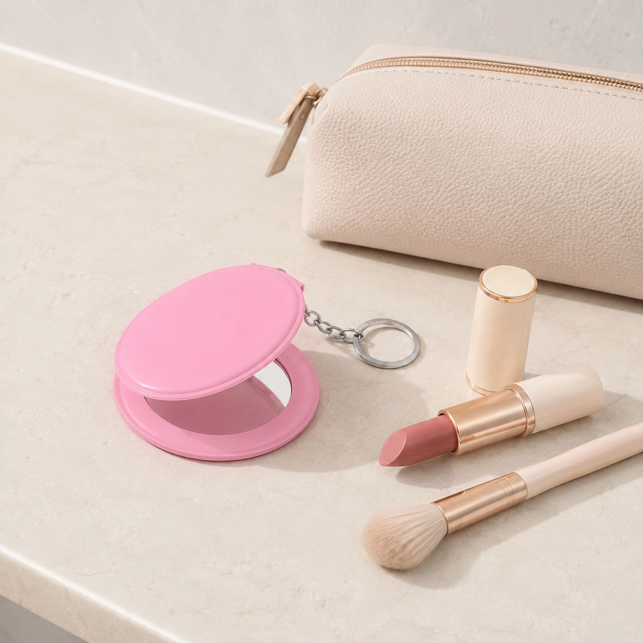 Miroir de poche cuir - Élégant et facile à transporter