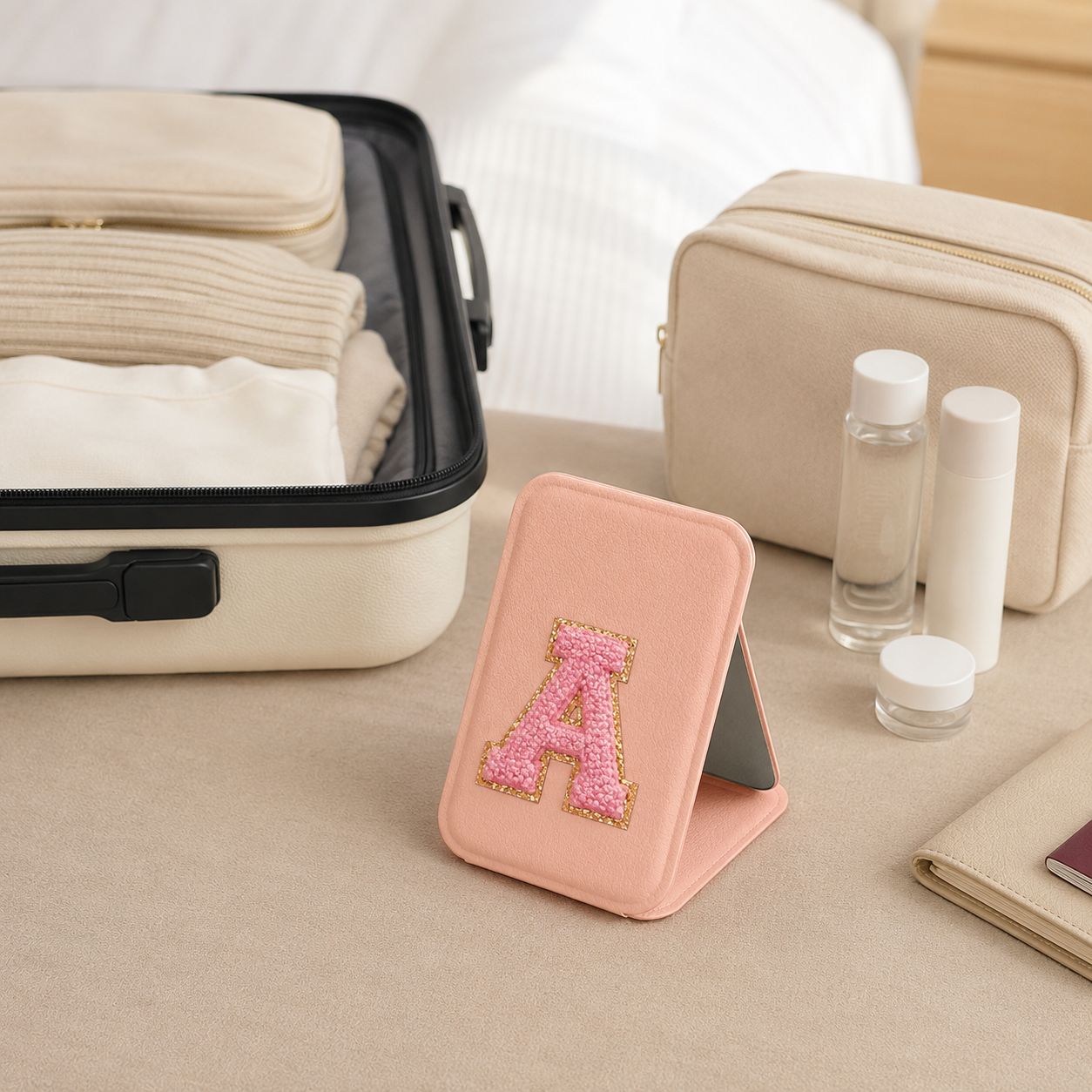 Miroir de poche personnalisé - Support Bureau Pliable