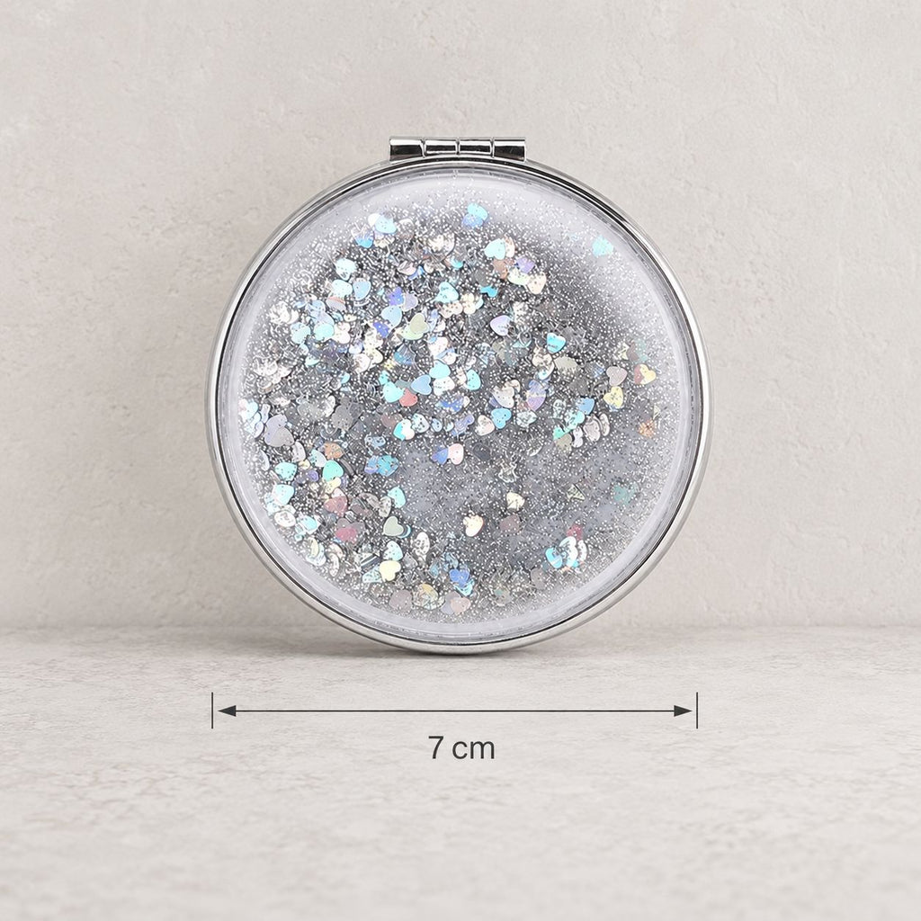 Miroir de poche rond - Paillette Zoom Voyage Pratique
