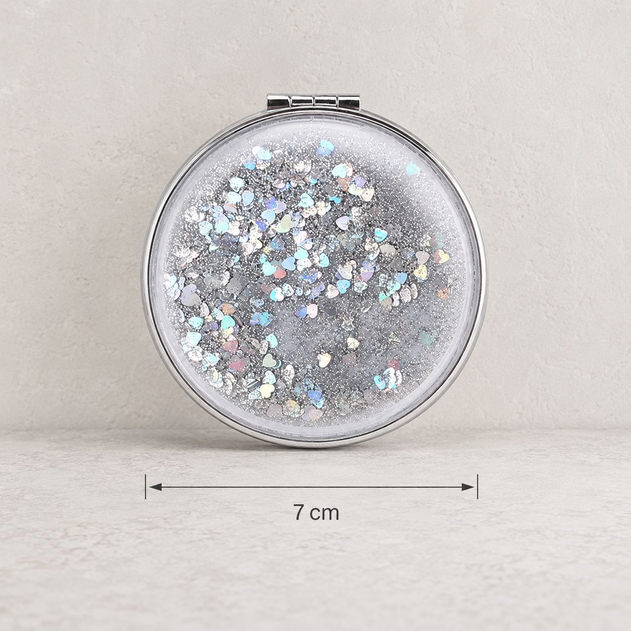 Miroir de poche rond - Paillette Zoom Voyage Pratique