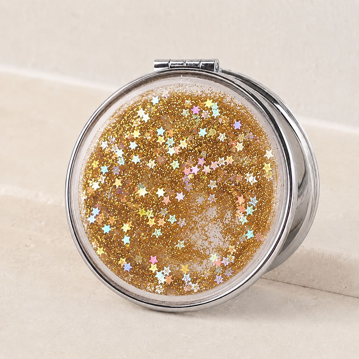 Miroir de poche rond - Paillette Zoom Voyage Pratique