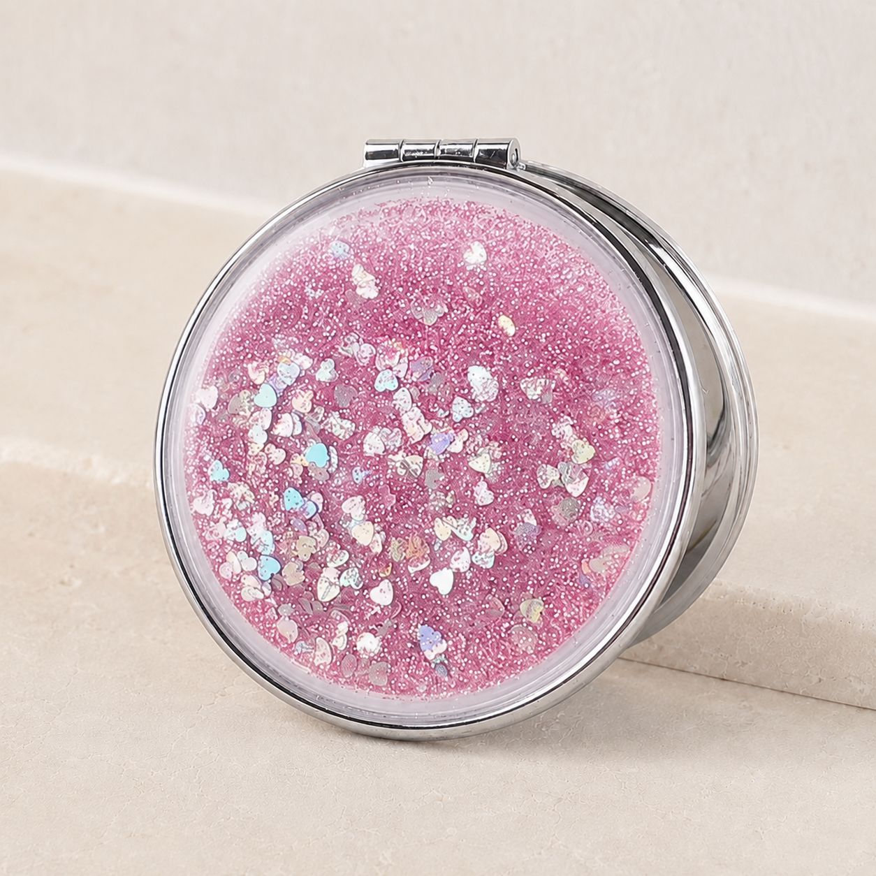 Miroir de poche rond - Paillette Zoom Voyage Pratique