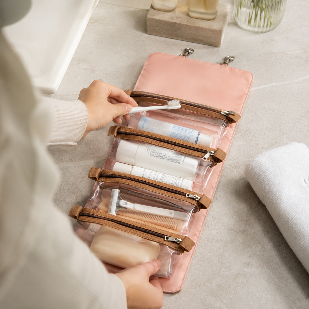 Trousse de toilette pliable - Compacte et Légère