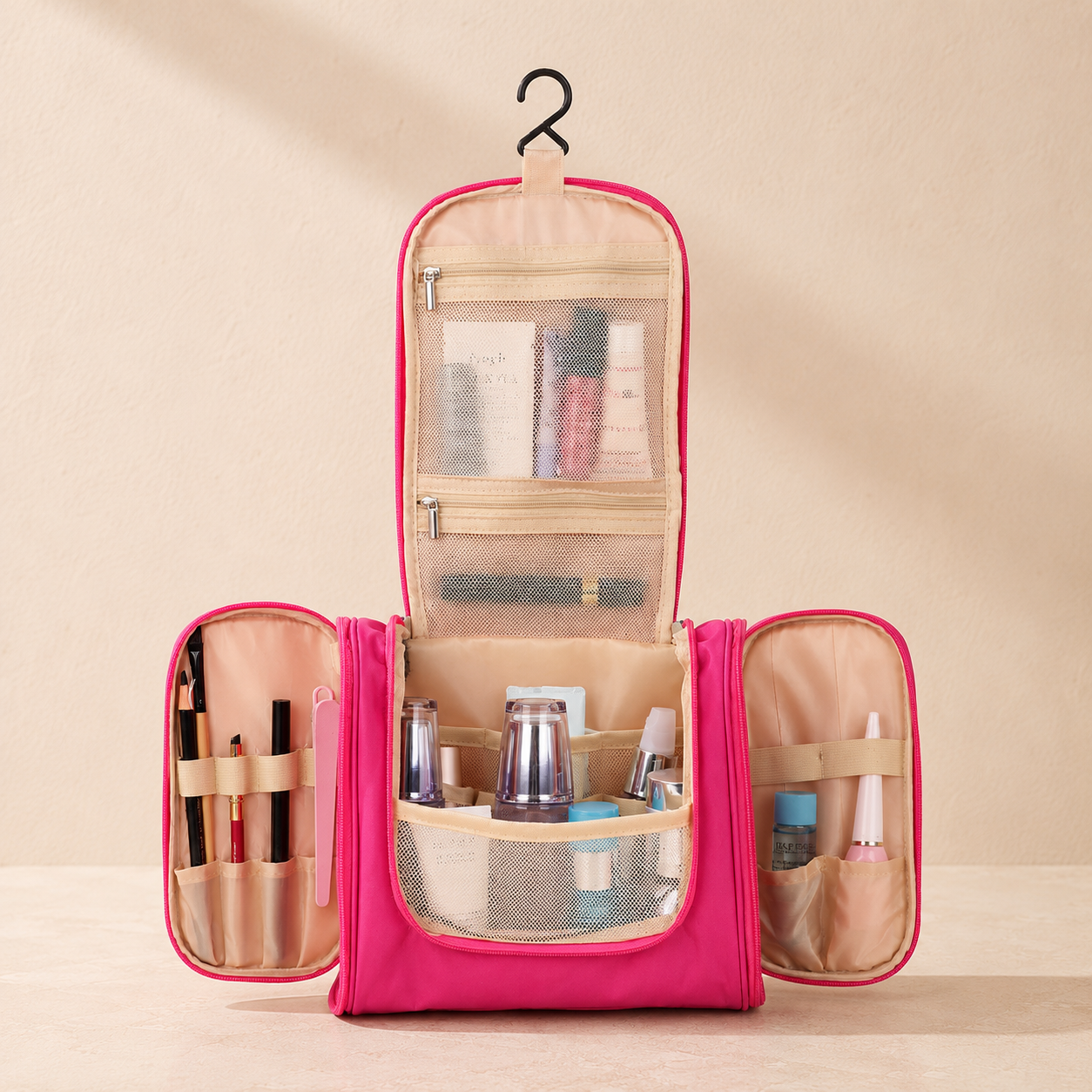 Trousse de toilette pliable à suspendre - 2 en 1 Pratique