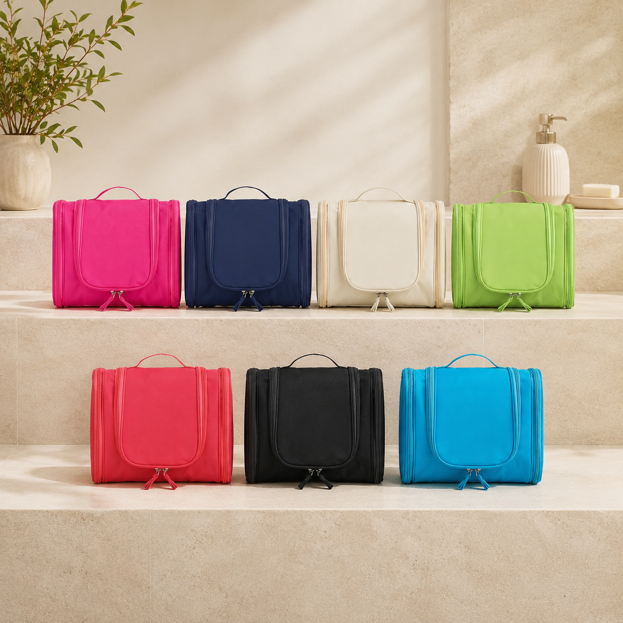 Trousse de toilette pliable à suspendre - 2 en 1 Pratique