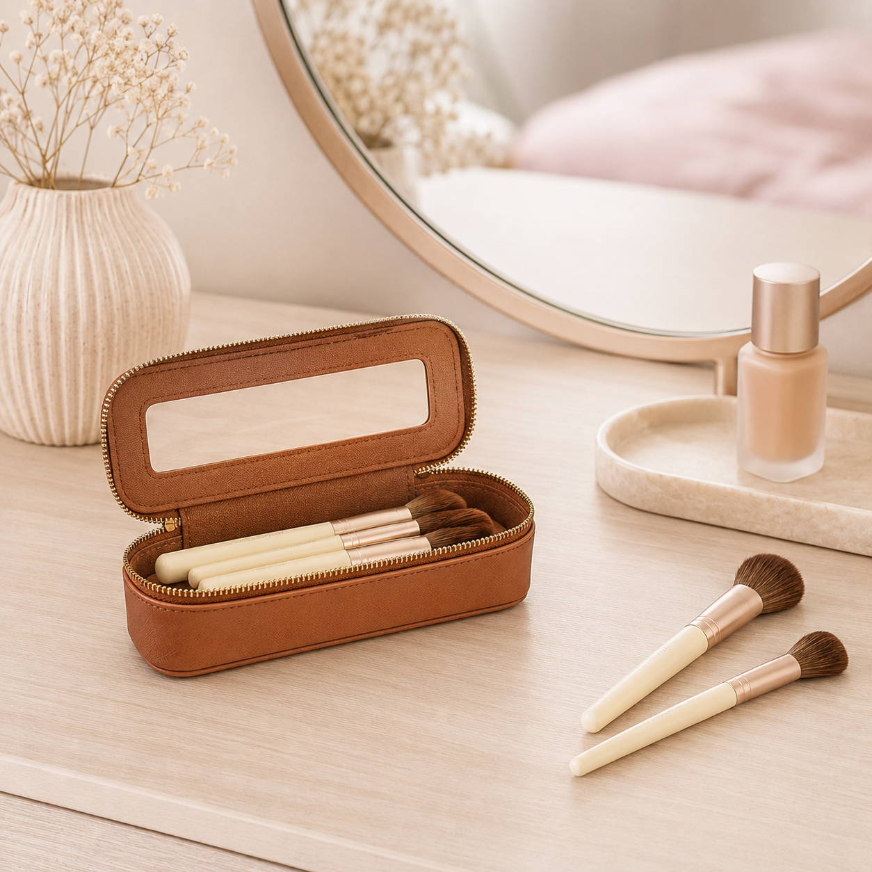 Trousse de maquillage - Étui pinceaux compact avec fenêtre