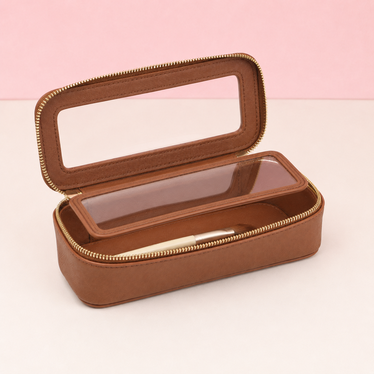 Trousse de maquillage - Étui pinceaux compact avec fenêtre