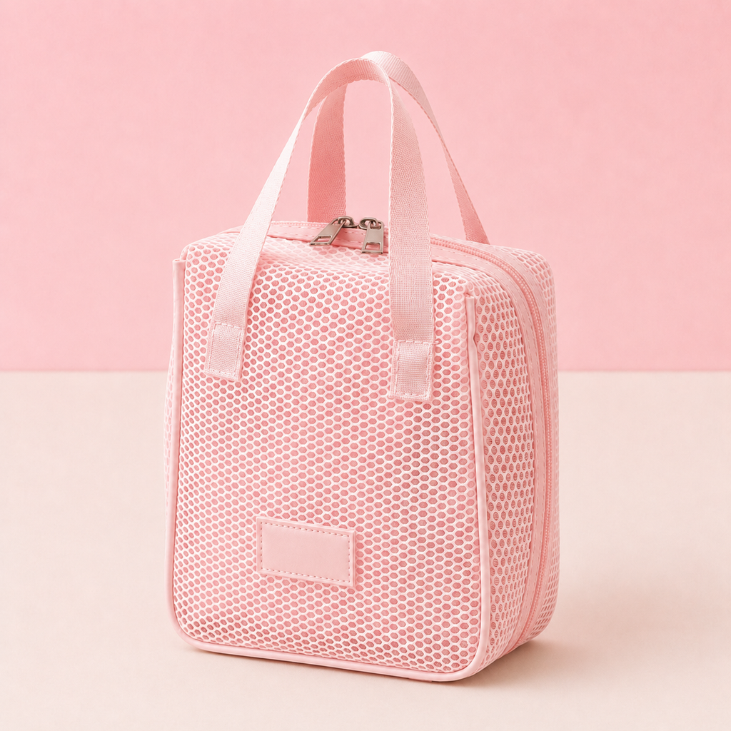 Trousse de maquillage - Organiseur en maille avec poignée