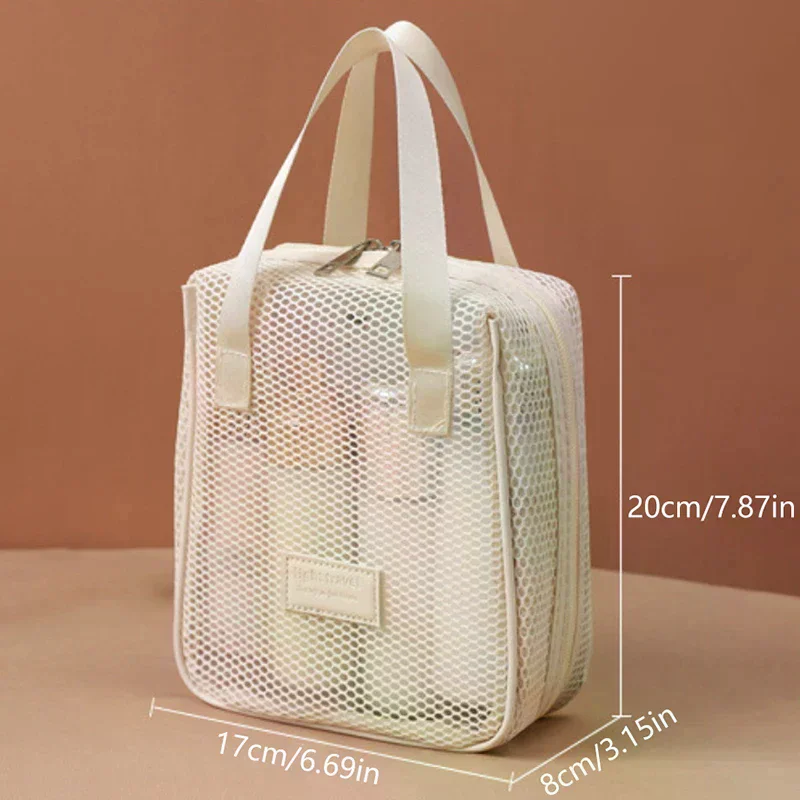 Trousse de maquillage - Organiseur en maille avec poignée