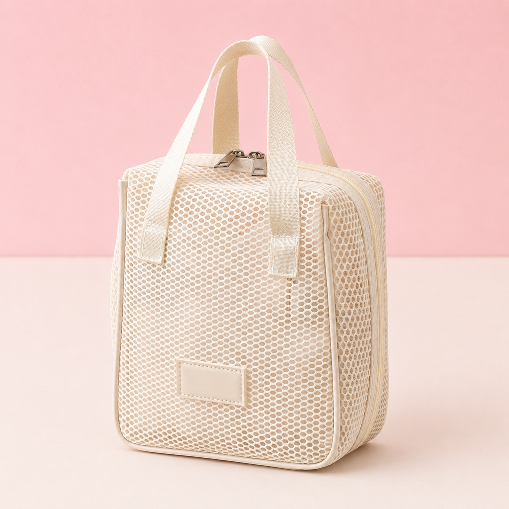 Trousse de maquillage - Organiseur en maille avec poignée
