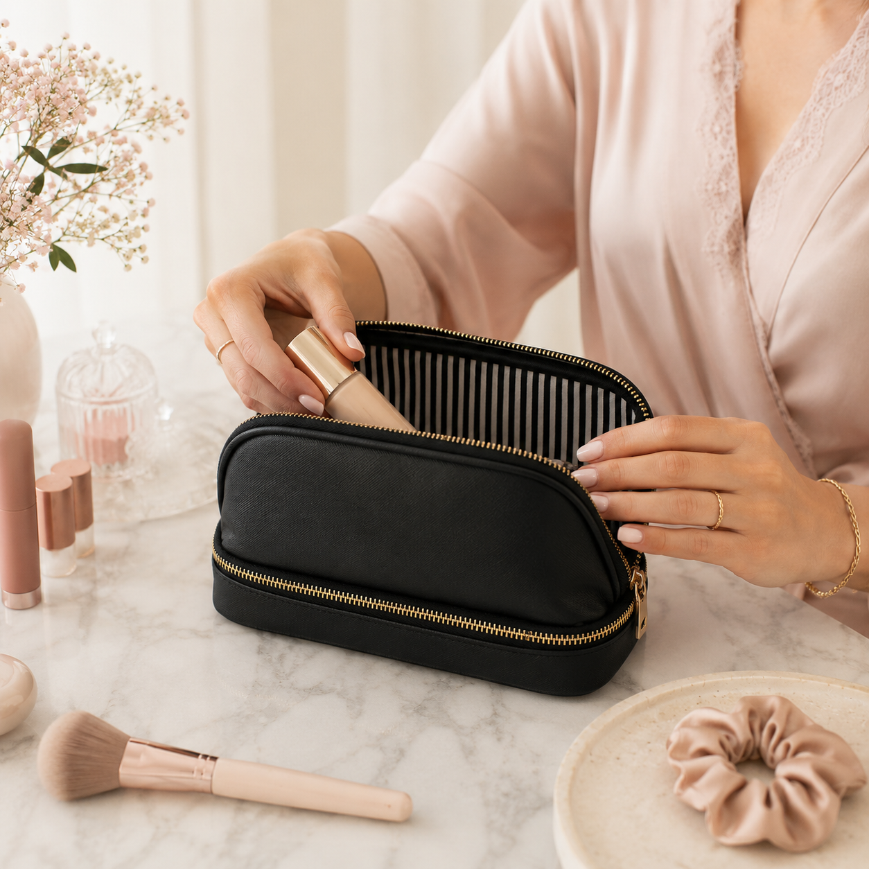Trousse de maquillage double compartiment - Bien Rangée