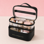 Trousse de maquillage double niveau - Rangement chic et spacieux