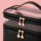 Trousse de maquillage double niveau - Rangement chic et spacieux