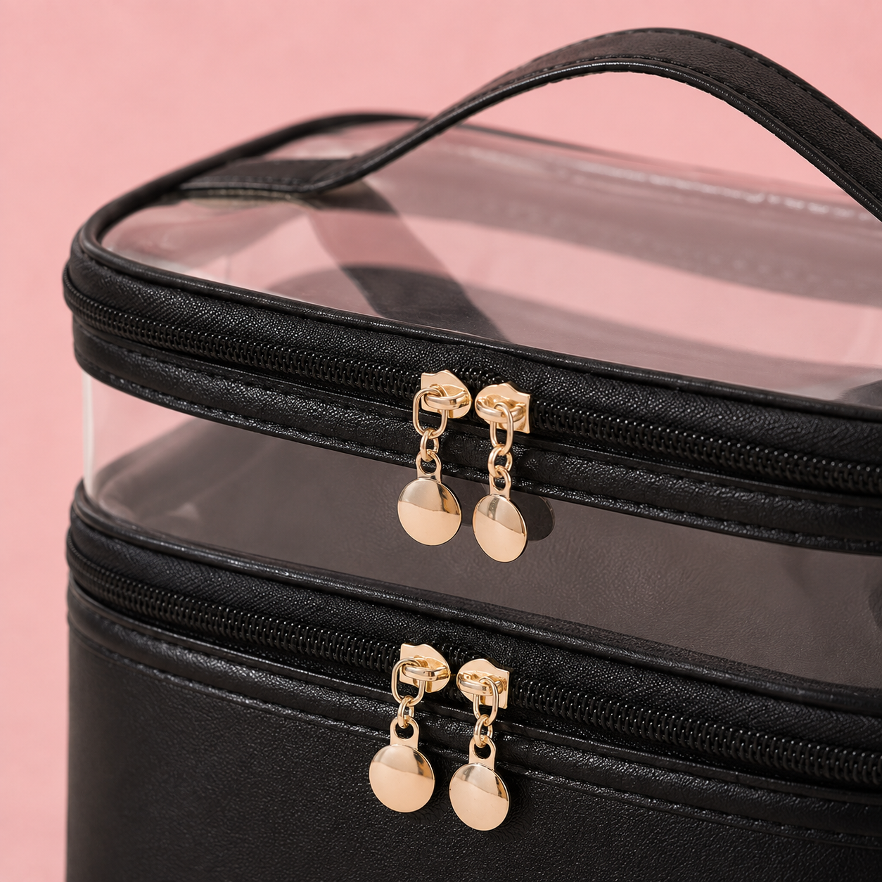 Trousse de maquillage double niveau - Rangement chic et spacieux