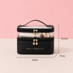 Trousse de maquillage double niveau - Rangement chic et spacieux