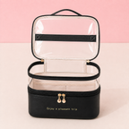 Trousse de maquillage double niveau - Rangement chic et spacieux