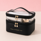 Trousse de maquillage double niveau - Rangement chic et spacieux
