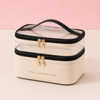 Trousse de maquillage double niveau - Rangement chic et spacieux