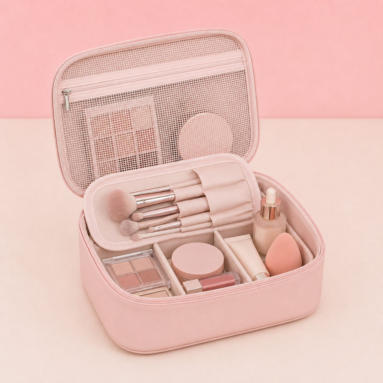 Trousse de maquillage modulable - Rangement net et spacieux