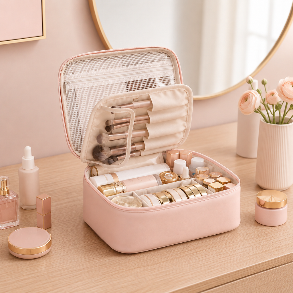 Trousse de maquillage modulable - Rangement net et spacieux