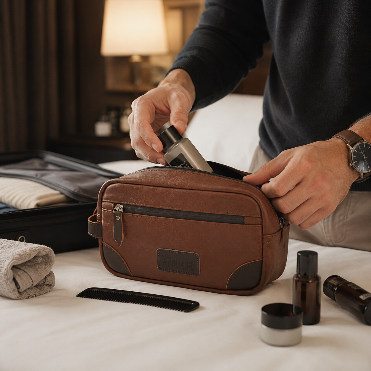 Trousse de toilette homme cuir - Chic et Robuste